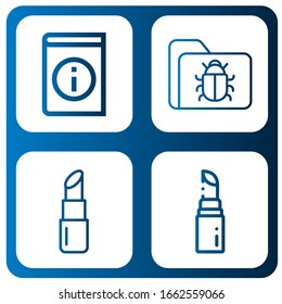 Set of open icons. Such as Book, Folder, Lipstick , open icons