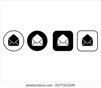 Set of open mail envelope icons for business or for website. Email icon buttons 
