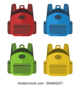 Set of open school bags in different colour flat design