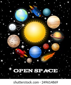 Set of Open Space Elements. Vector illustration