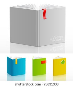 Set of open standing books. Vector illustration.