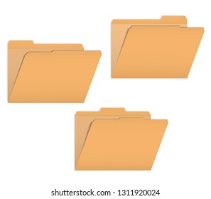 Set of open variously tabbed file folders, vector mock-up.
