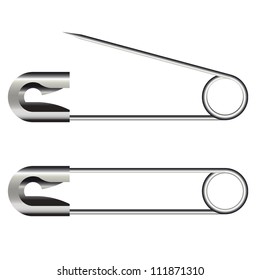Set of opened and closed safety pins