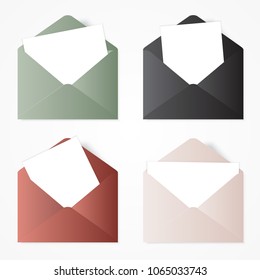 Set opened envelope . Illustration with white envelopes.