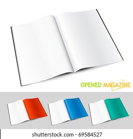 Set of opened magazines