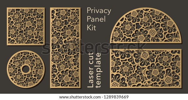 Set of openwork panels for laser cutting. Carved\
decorative element for interior design, room partition, screen,\
privacy panel.