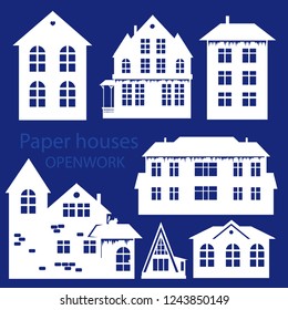 set openwork silhouette of houses