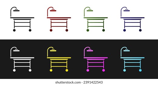 Set Operating table icon isolated on black and white background.  Vector Illustration