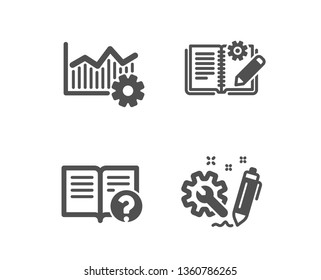 Set Of Operational Excellence, Help And Engineering Documentation Icons. Engineering Sign. Corporate Business, Documentation, Manual. Construction.  Classic Design Operational Excellence Icon. Vector