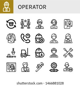 Set of operator icons such as Engineer, Return, Support, Technician, Online support, Uniform, Technical Support, Assistant, Customer service agent, Conveyor, Forklift , operator