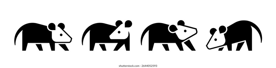 Conjunto do logotipo Opossum. Design de ícones. Elementos do modelo