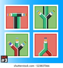 Set of optic cable icon