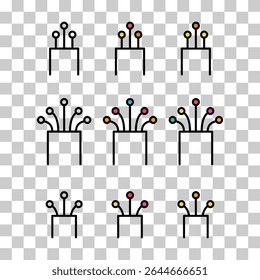 Set of optical cable icon, technology information web network, digital vector illustration .
