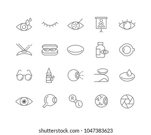 Set of Optical care outline icons isolated on white background.