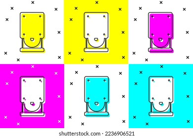 Set Optical disc drive icon isolated on color background. CD DVD laptop tray drive for read and write data disc.  Vector