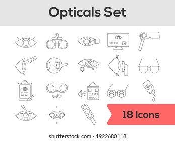 Set Of Optical Icons In Stroke Style.