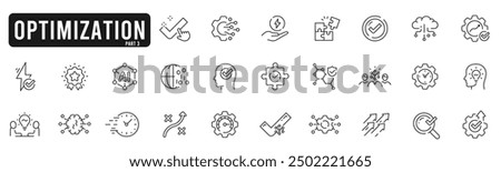 Set of optimization related line icons. Process, automation, productivity etc. Editable stroke. Part 3