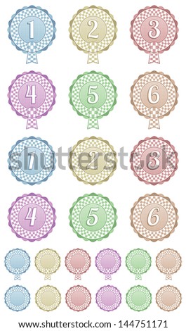 set of option badges, 6 colors, 2 styles and blanks, isolated on white