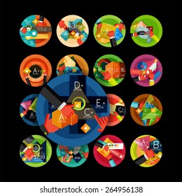 Set of option presentation labels, flat design web infographic boxes, paper graphics with gestures