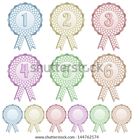 set of option rosettes, 6 colors, with blanks, isolated on white
