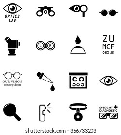 set optometry isolated icons on white background