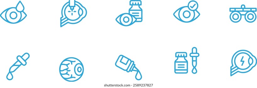 set of optometry line vector icons