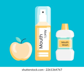 Set for oral hygiene. Health and Prevention of Teeth. Flat vector illustration.