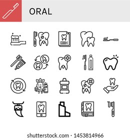 Set of oral icons such as Toothbrush, Tooth Brush, Broken tooth, Dental record, Teeth, Tooth, Toothbrushing, Mouthwash, Inhaler , oral