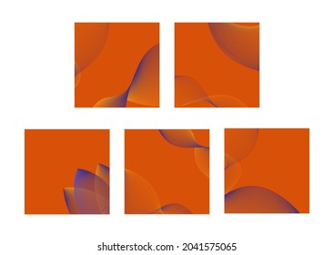 Set of orange abstract background. Collection of gradient template post social media in halloween colors