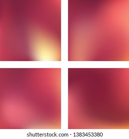 Set with orange abstract blurred backgrounds. Vector illustration. Modern geometrical backdrop. Abstract template.