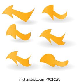 Set of orange arrows on a white background