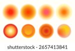 Set of orange aura circles. Gradient autumn background for design. Soft orange-yellow gradient with aura effect