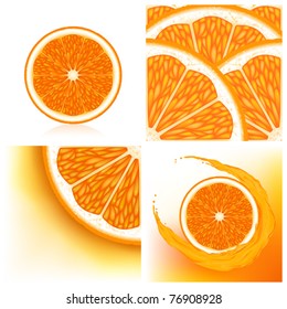 Set of orange background with orange halves