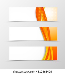 Set of orange banners with wavy lines