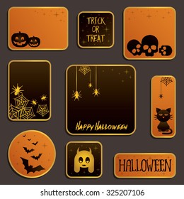set of orange and black halloween label decorations