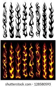 Set of orange and black tribal flames for tattoo design. Jpeg version also available in gallery