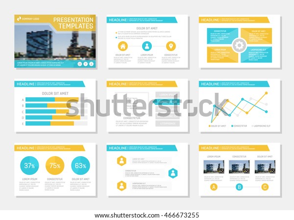 Set Orange Blue Template Multipurpose Presentation Stock Vector ...