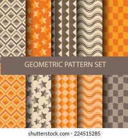 set of orange and brown geometric seamless pattern, vector, Endless texture can be used for wallpaper, pattern fills, web page,background,surface