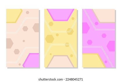 conjunto de fondo de retrato abstracto anaranjado, marrón y rosa con patrón hexagonal y líneas. sencillo, plano y colorido. utilizado para fondo, fondo, historias y afiches en medios sociales