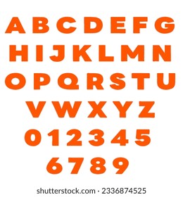 Set of orange capital english alphabets and numbers vector art