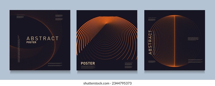 Set Orange Circle Line with Silhouette Planet Earth. Abstract Various Technology Elements of Oval, Cone for Promo, Banner, Poster, Card, Cover. Technology Cyber, Hi-tech in Vector illustration.