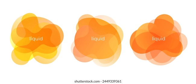 Set of orange colored abstract liquid shapes for creative graphic design. Vector illustration.