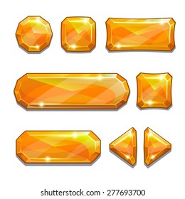 Set of orange crystal buttons, isolated on white