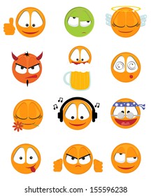 Set of orange faces (vector)