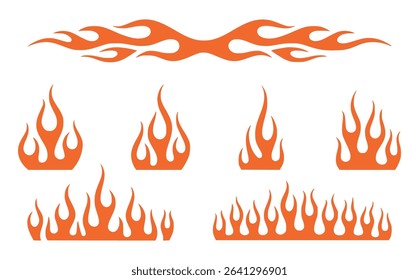 Set of orange flame vector elements for design and decoration