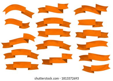 Ribbon Banner Set Orange Ribbons Vector Stock Vector (Royalty Free ...