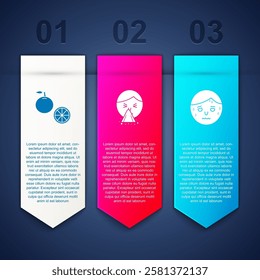 Set Orange fruit, Handkerchief to his runny nose and Man with excessive sweating. Business infographic template. Vector