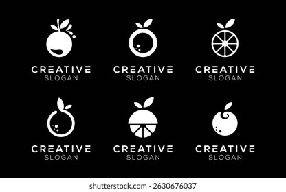 Set of Orange fruit logo design templates. Modern isolated Orange fruit for Food and Drink