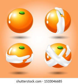 Set of orange fruits. Items for match 3 games, Assets Vector for web or game design.