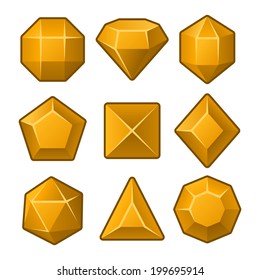 Set of Orange Gems for Match3 Games. Vector illustration